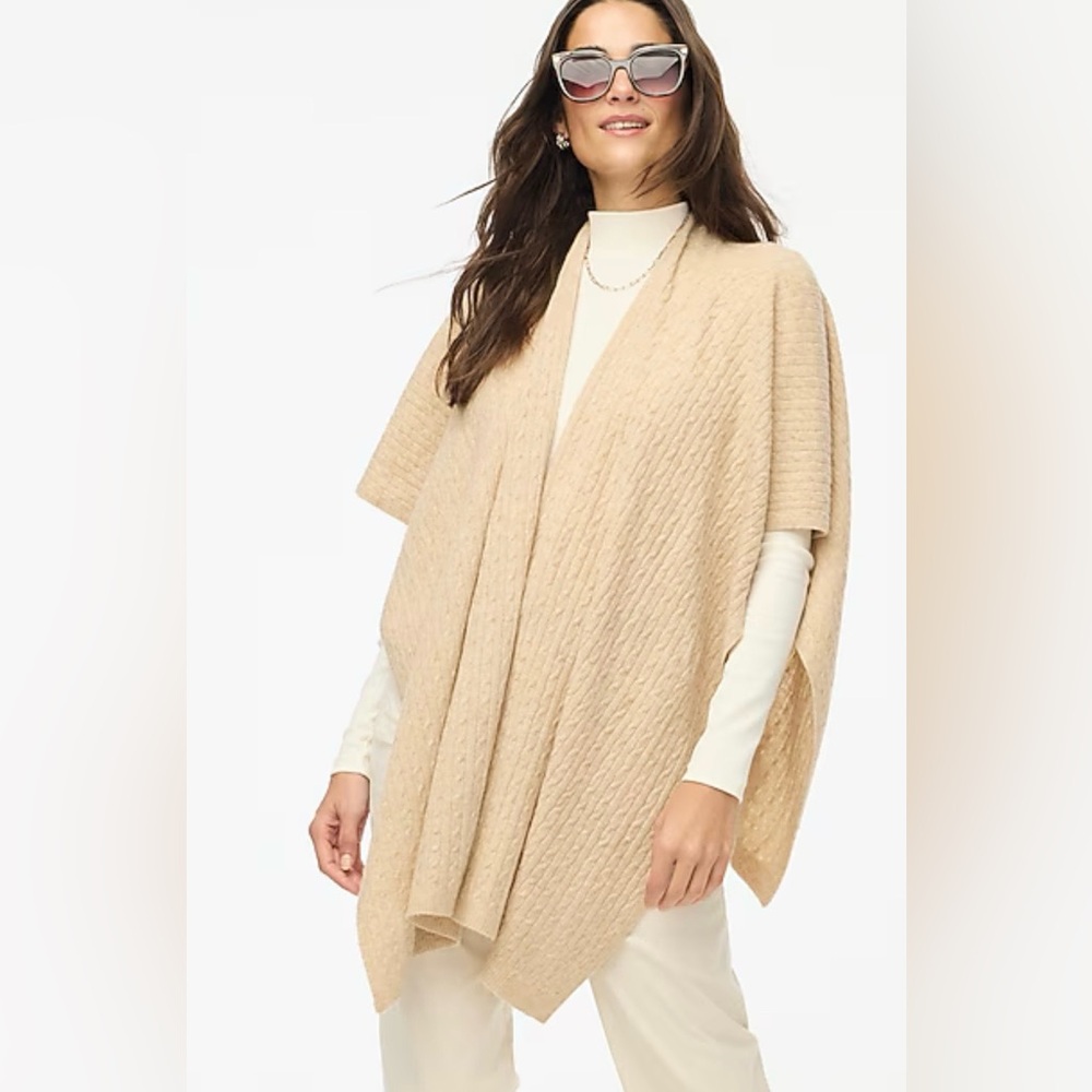 J.Crew Beige Cable-Knit Open Shawl Scarf Wrap